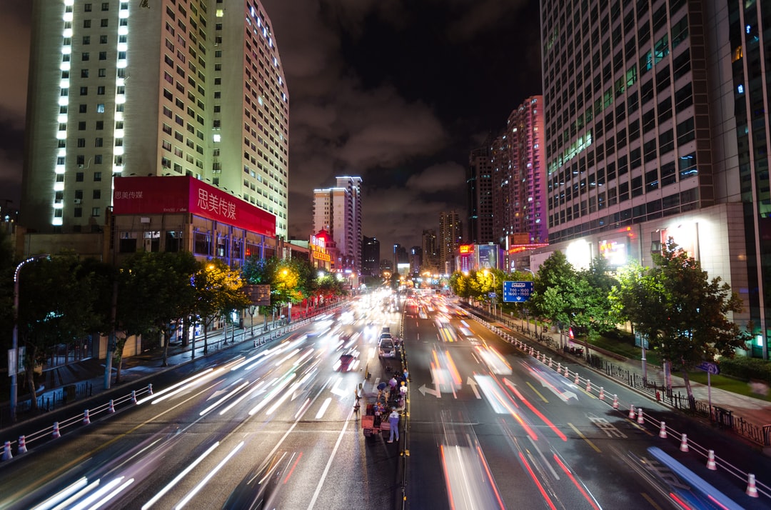 A busy road in Shanghai.